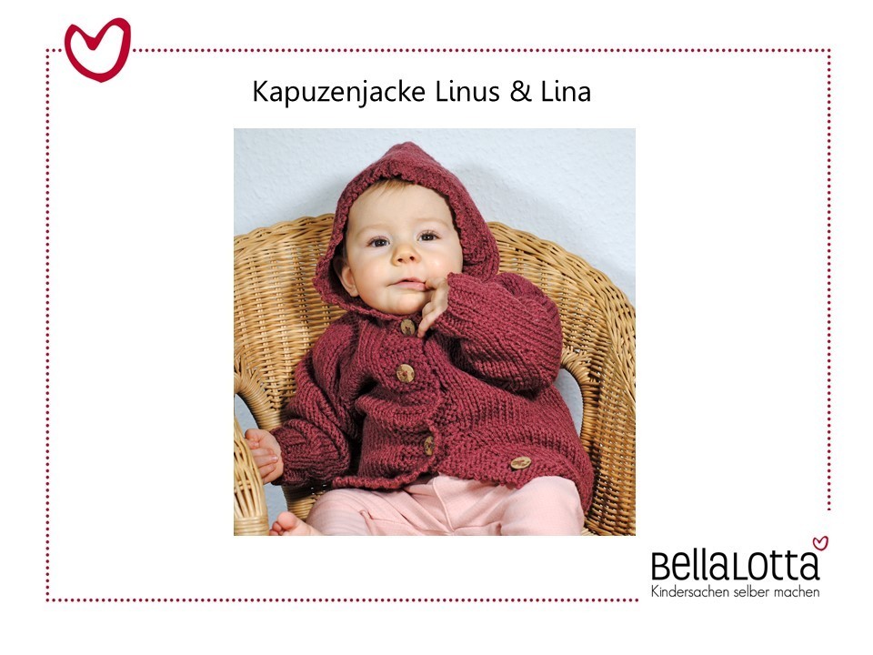 Strickanleitung Kapuzenjacke Linus & Lina zum Stricken für Babys von 0-24 Monate