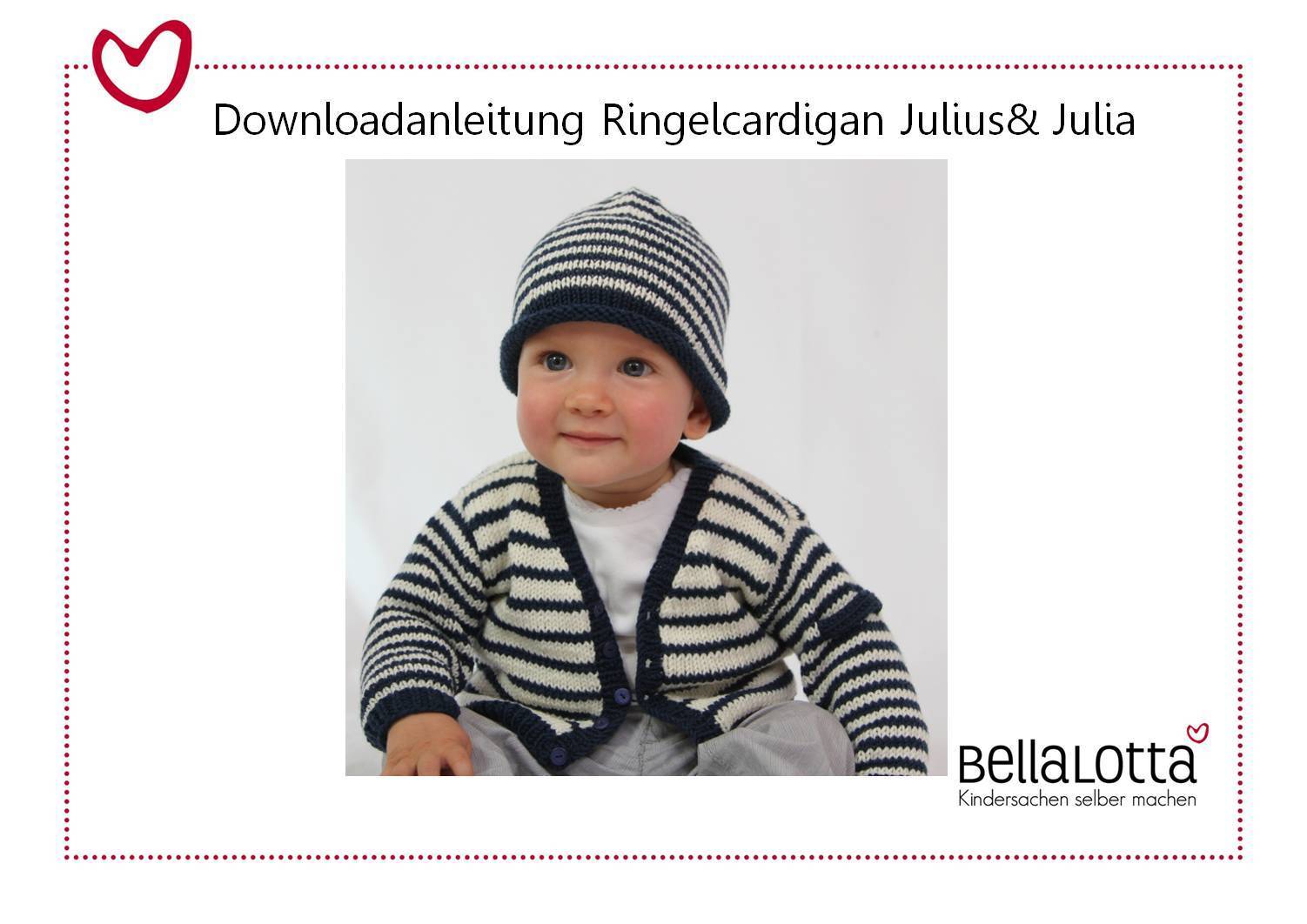 Strickanleitung Babycardigan Julius & Julia in den Größen 62 bis 92, für Fortgeschrittene