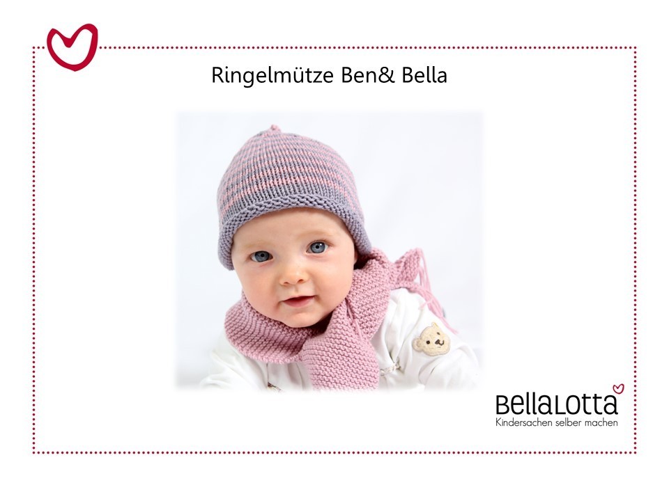 Strickset Merino - Ringelmütze Ben & Bella in 3 Größen von 0-3 Jahre