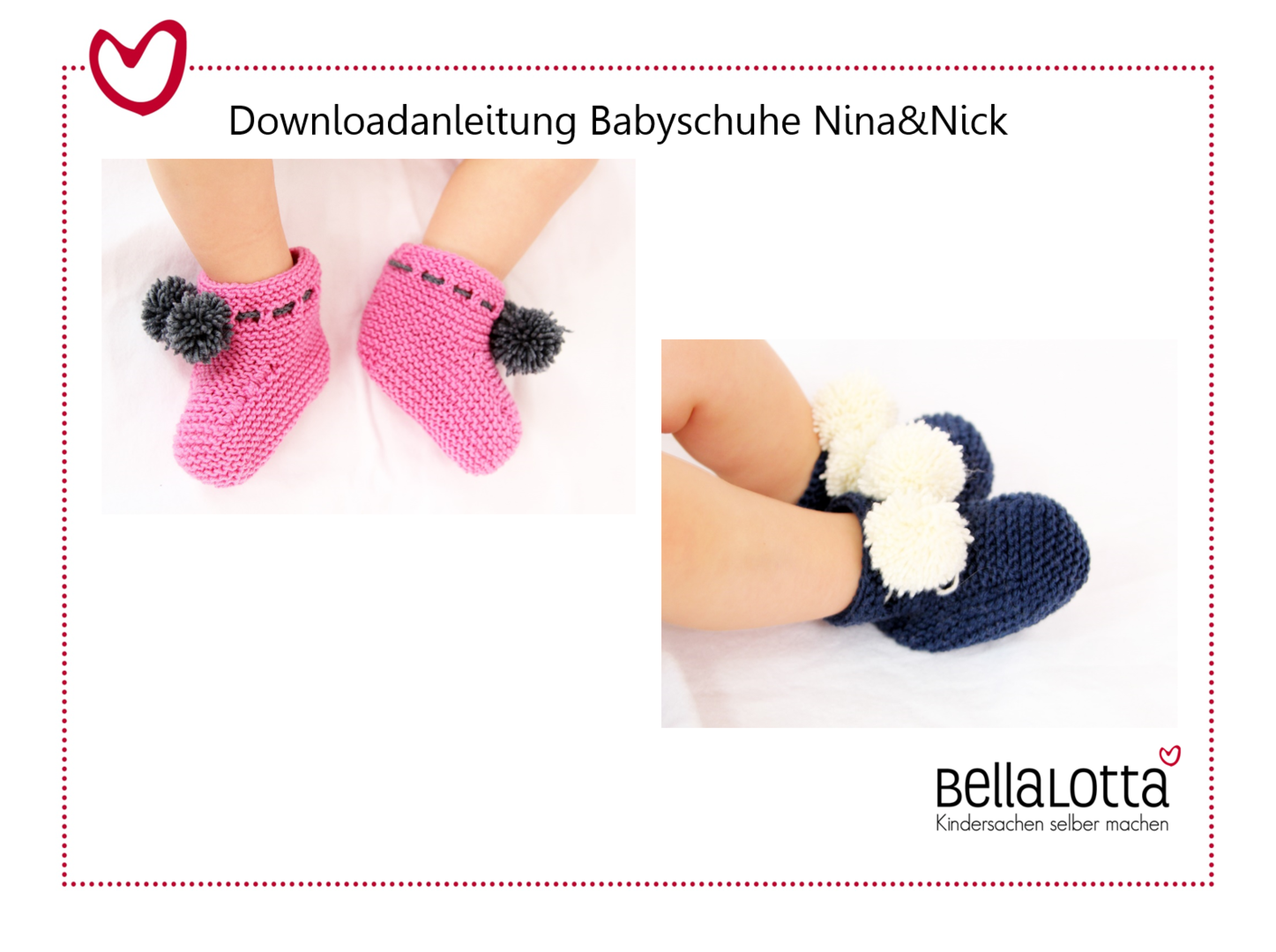 Strickanleitung Babyschuhe Nina & Nick, 3-12 Monate, für Anfänger