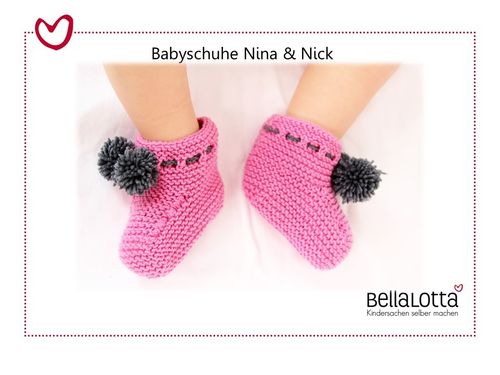 Strickset Merino - Babyschühchen Nina und Nick in 2 Größen für Säuglinge und Babys