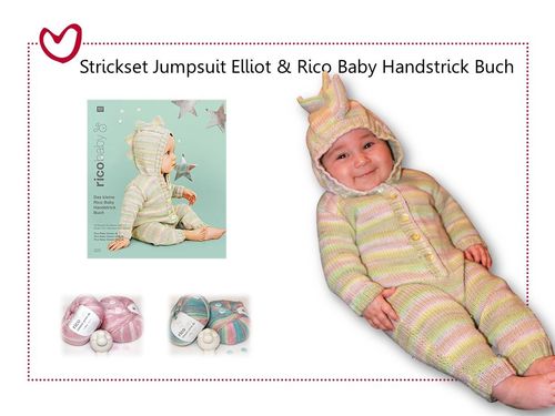 Strickset Jumpsuit Elliot - Einteiler für Babys in 5 Größen von 68 bis 98
