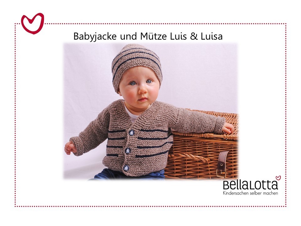 Strickanleitung Babyjacke und Mütze Luis & Luisa in 3 Größen von 3-24 Monaten