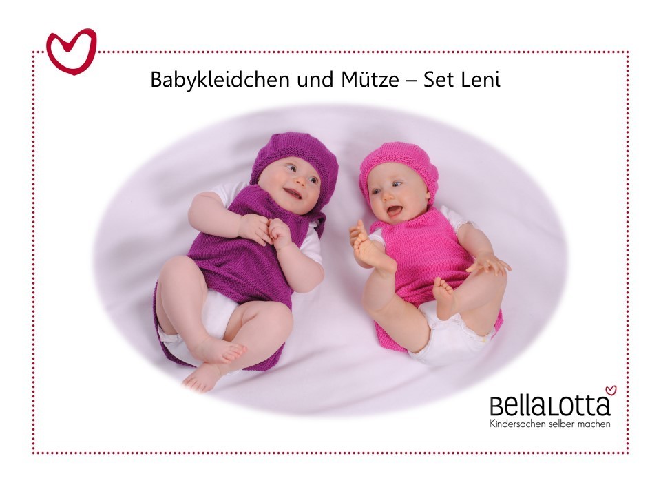 Strickset Babykleidchen und Mütze Leni in 3 Größen von 62 bis 92