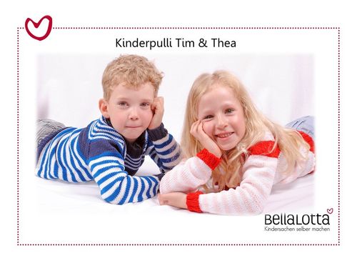Strickanleitung Kinderpulli Tim & Thea in den Größen 98 bis 128, von 3 bis 8 Jahre