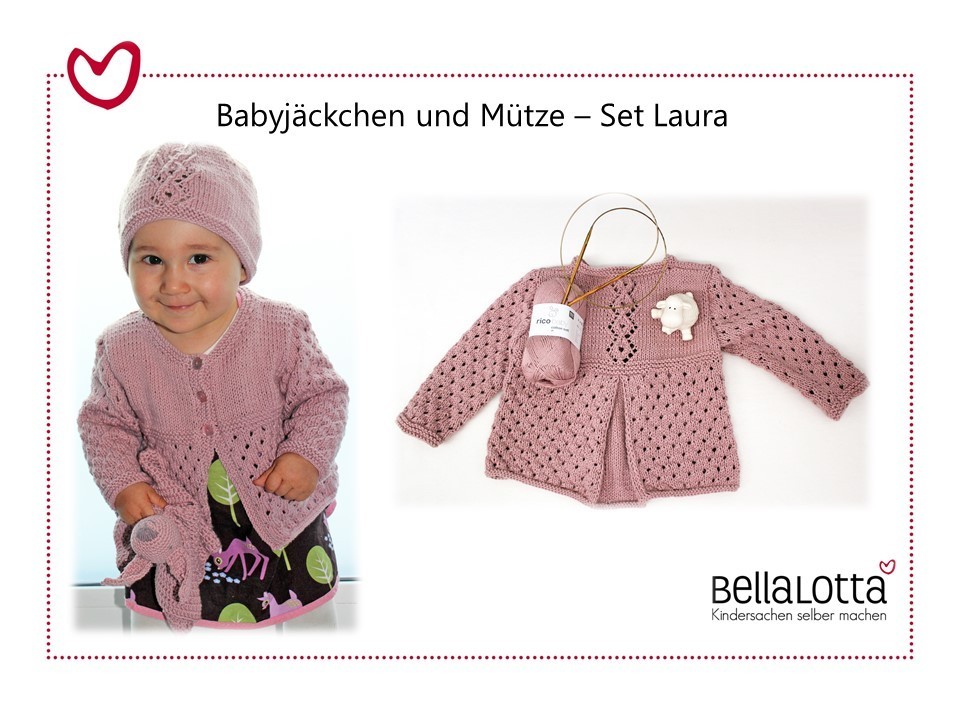 Strickset Cotton Soft - Babyjäckchen und Mütze Laura in 3 Größen von 62 bis 92