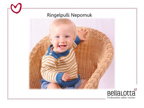Strickanleitung Ringelpulli Nepomuk, 3 Farbig in den Größen 74 bis 104, von Baby bis Kleinkind