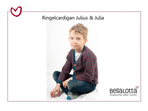 Strickanleitung Ringelcardigan Julius & Julia in den Größen 98 bis 128, von 3 bis 8 Jahre