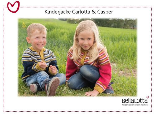Strickanleitung Kinderjacke Carlotta & Casper in 3 Größen von 98 bis 128 - für Anfänger